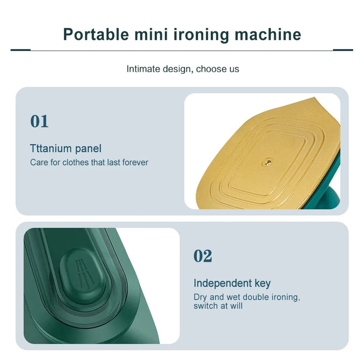 Portable mini ironing machine with titanium panel 