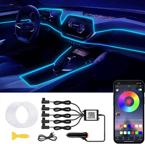 Car Interior Ambient Light 5 Point Neon Fiber Optic