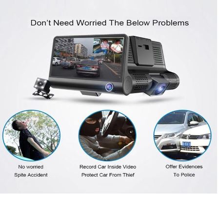 Dashcam 3 Camera Lens Video Car Dvr Full Hd 1080p