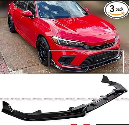 Gloss Black Front Bumper Lip Splitter Honda Civic